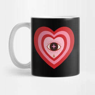 Heart Aesthetic - retro concentric hearts with crying eye Mug